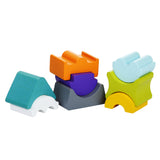 Jucarie din lemn, Cubika, Set constructii Turn cu acoperis turquoise
