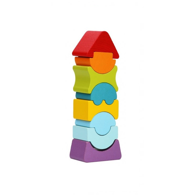 Jucarie din lemn, Cubika, Set constructii Turn Flexibil 8 piese
