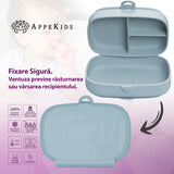 Caserola compartimentata din silicon cu ventuza, AppeKids Magic Box - Aqua Blue