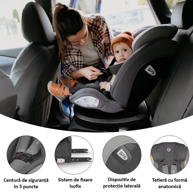 Scaun auto iSize 40-150 cm Coccolle Nyota Moonlit grey - gogobaby.ro
