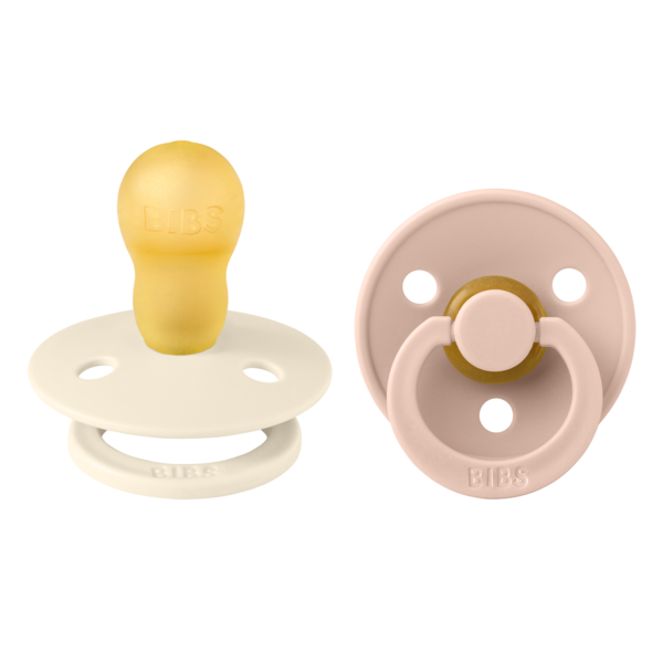 BIBS - Set 2 suzete Colour Latex, tetina rotunda, 18 luni +-Ivory/Blush