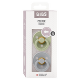 BIBS - Set 2 suzete Colour Latex, tetina rotunda, 18 luni +-Sage/Cloud