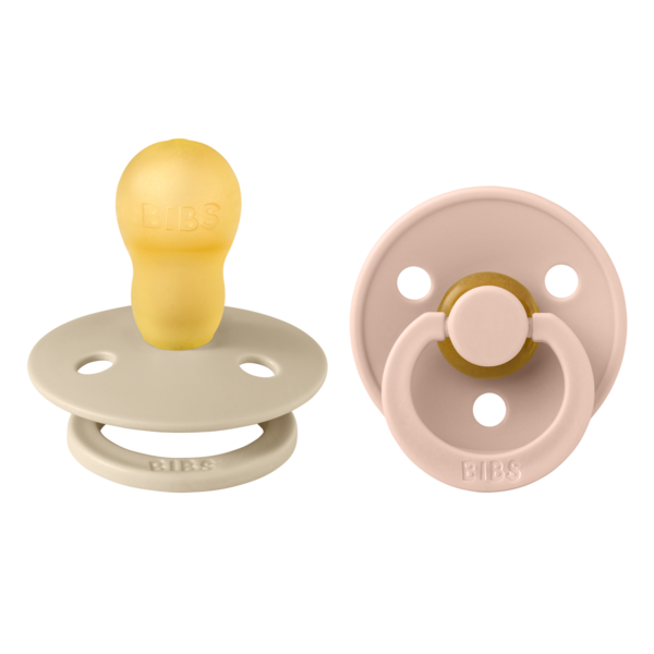 BIBS - Set 2 suzete Colour Latex, tetina rotunda, 18 luni +-Vanilla/Blush - gogobaby.ro