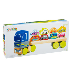 Jucarie din lemn, Cubika, “Camion pentru masini” - gogobaby.ro