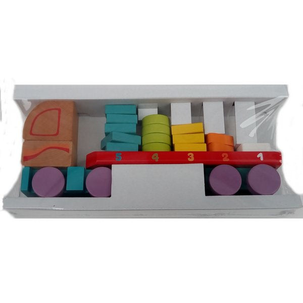 Jucarie din lemn, Cubika, “Camion cu forme geometrice” - gogobaby.ro