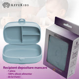 Caserola compartimentata din silicon cu ventuza, AppeKids Magic Box - Aqua Blue