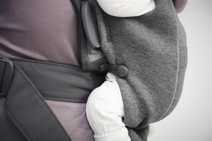 BabyBjorn - Marsupiu anatomic Mini, cu pozitii multiple de purtare, Dark Grey, 3D Jersey