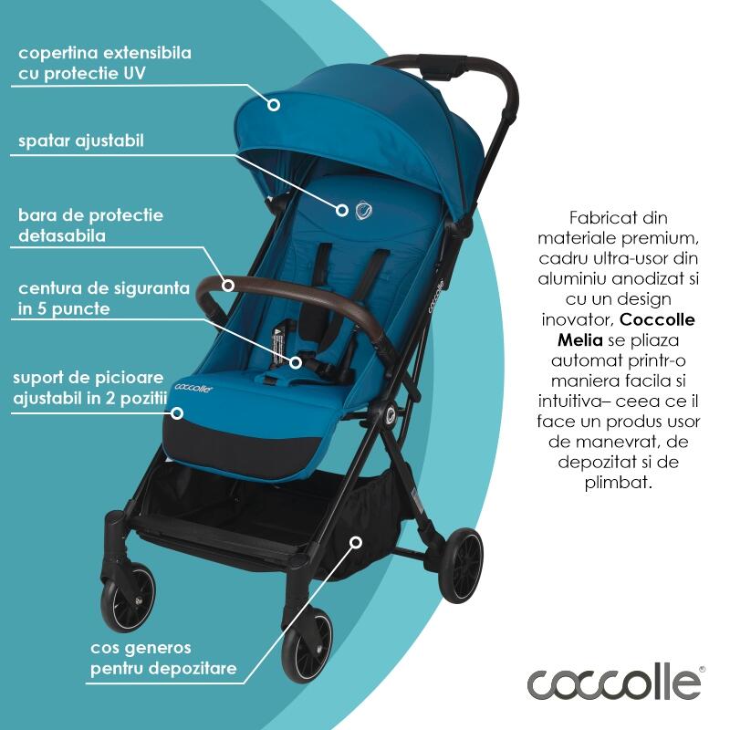 Carucior sport autofold Coccolle Melia Deep turquoise - gogobaby.ro