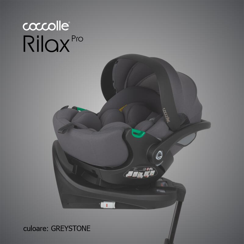 Carucior modular 4in1 Coccolle Lissia Anthracite cu Scoica auto iSize Coccolle Rilax Greystone si Baza isofix iSize Coccolle Rilax