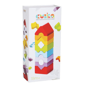 Jucarie Din Lemn Cubika, Set Constructii "Turn" - gogobaby.ro