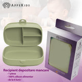 Caserola compartimentata din silicon cu ventuza, AppeKids Magic Box - Bubble Beige