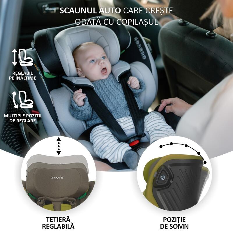 Scaun auto iSize 40-150 cm Coccolle Mago Olive khaki - gogobaby.ro