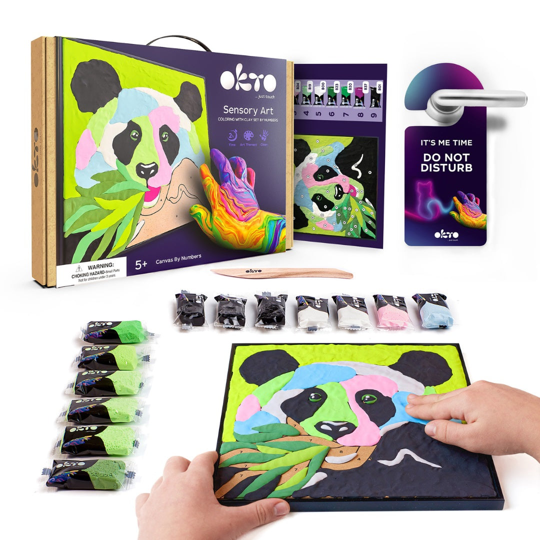 Set pictura cu argila usoara, 29*29 cm - Panda - gogobaby.ro