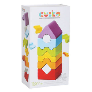 Jucarie Din Lemn Cubika, Set Constructii "Turn" - 8 piese - gogobaby.ro
