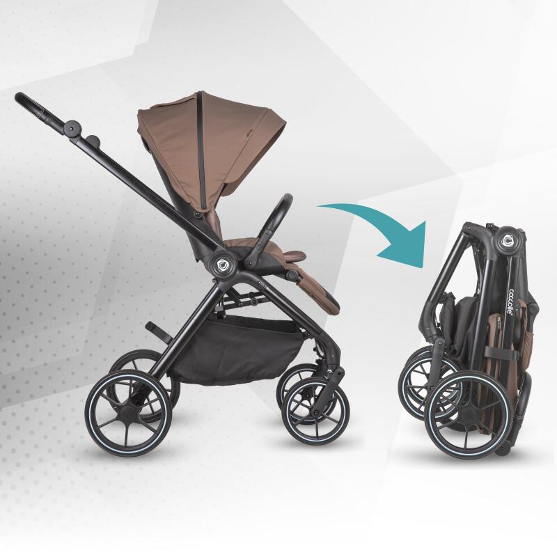 Carucior modular 4in1 Coccolle Serry Light Taupe cu Scoica auto iSize Coccolle Knox Black si Baza isofix iSize Coccolle Knox