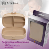 Caserola compartimentata din silicon cu ventuza, AppeKids Magic Box - Bubble Beige