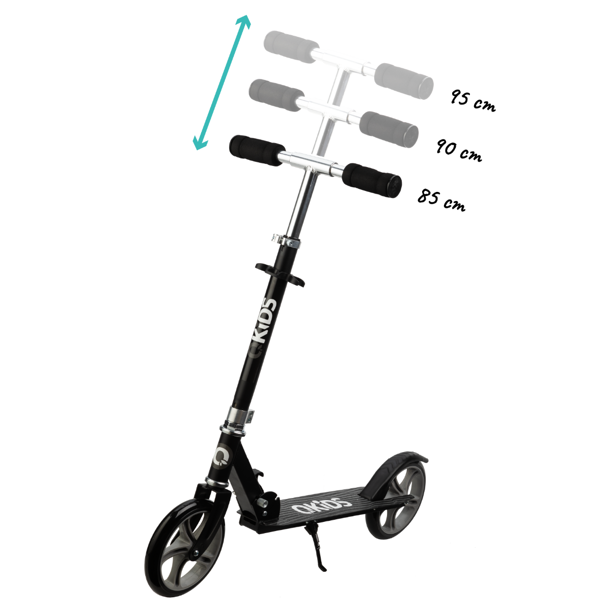 Trotineta freestyle, QKIDS, WEISS Green, Ghidon reglabil pe 3 trepte, Amortizor Easy&Up, Platforma anti-derapanta, Pliabila, Aluminiu