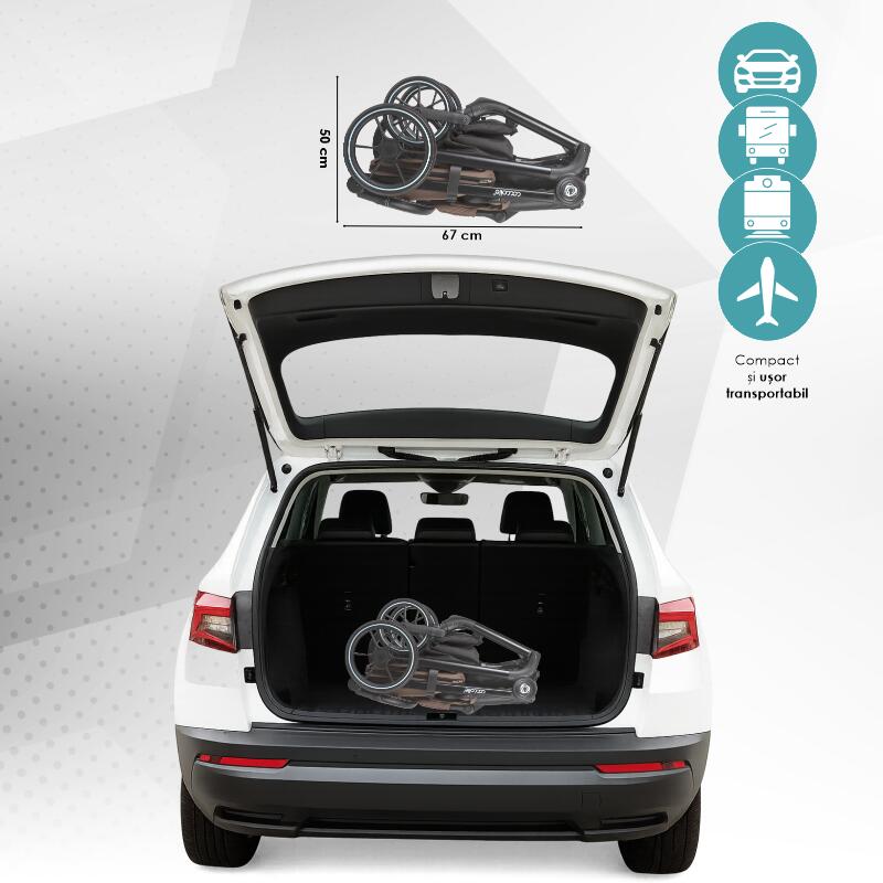 Carucior modular 4in1 Coccolle Serry Light Taupe cu Scoica auto iSize Coccolle Knox Black si Baza isofix iSize Coccolle Knox