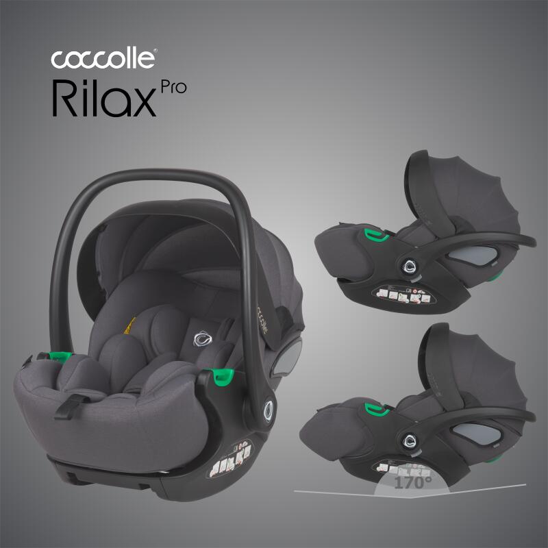 Carucior modular 4in1 Coccolle Lissia Anthracite cu Scoica auto iSize Coccolle Rilax Greystone si Baza isofix iSize Coccolle Rilax