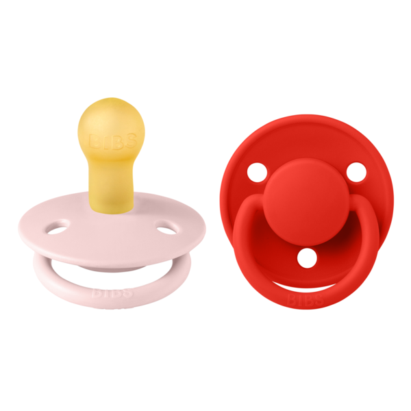 BIBS - Set 2 suzete De Lux Latex, tetina rotunda, 0 luni +-Blossom/Candy Apple - gogobaby.ro