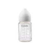 Biberon din sticla Anti-colici Mombella Classic, 180 ml, cu Tetină Silicon S - Flux Lent (0-3 Luni) - Ivory