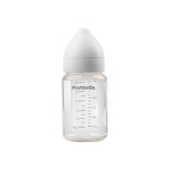 Biberon din sticla Anti-colici Mombella Classic, 180 ml, cu Tetină Silicon S - Flux Lent (0-3 Luni) - Ivory
