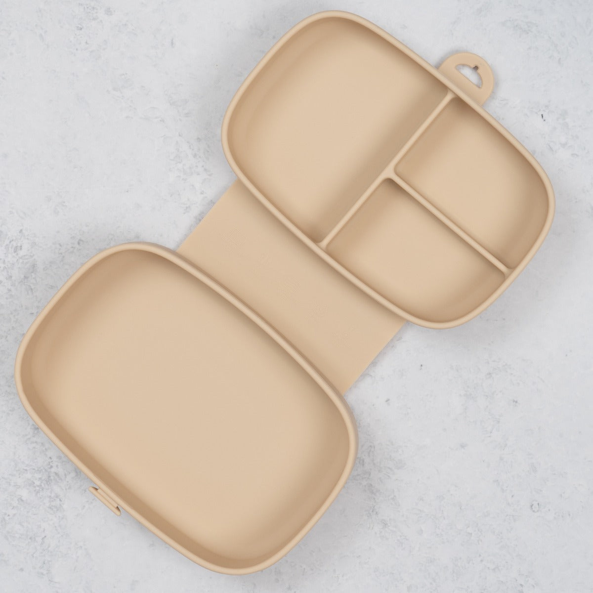Caserola compartimentata din silicon cu ventuza, AppeKids Magic Box - Bubble Beige - gogobaby.ro
