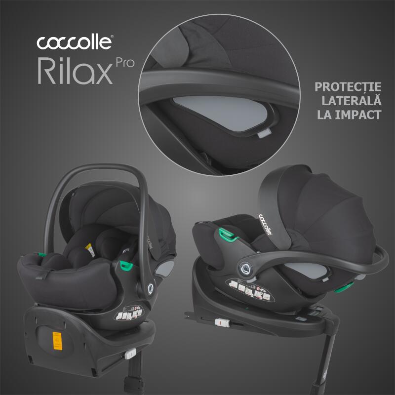 Carucior modular 4in1 Coccolle Lissia Butternut Beige cu Scoica auto iSize Coccolle Rilax Black si Baza isofix iSize Coccolle Rilax