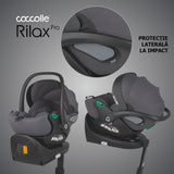 Carucior modular 4in1 Coccolle Lissia Butternut Beige cu Scoica auto iSize Coccolle Rilax Greystone si Baza isofix iSize Coccolle Rilax