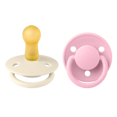 BIBS - Set 2 suzete De Lux Latex, tetina rotunda, 6 luni +-Ivory/Baby Pink