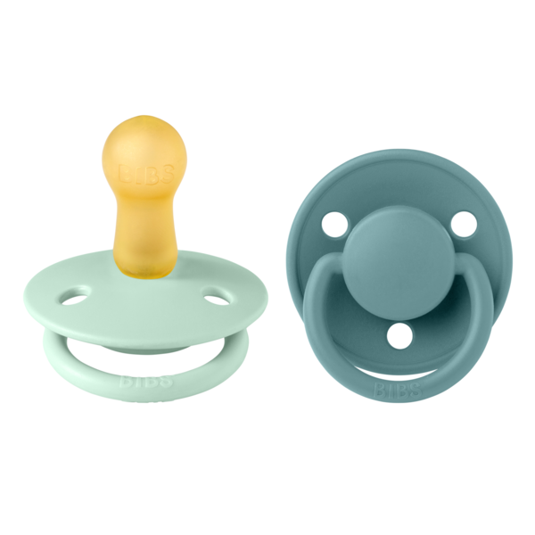 BIBS - Set 2 suzete De Lux Latex, tetina rotunda, 6 luni +-Nordic Mint/Island Sea - gogobaby.ro