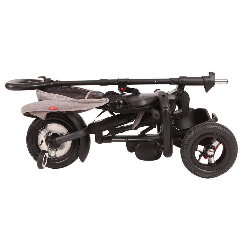 Tricicleta cu roti de cauciuc Qplay Rito Rubber Gri - gogobaby.ro