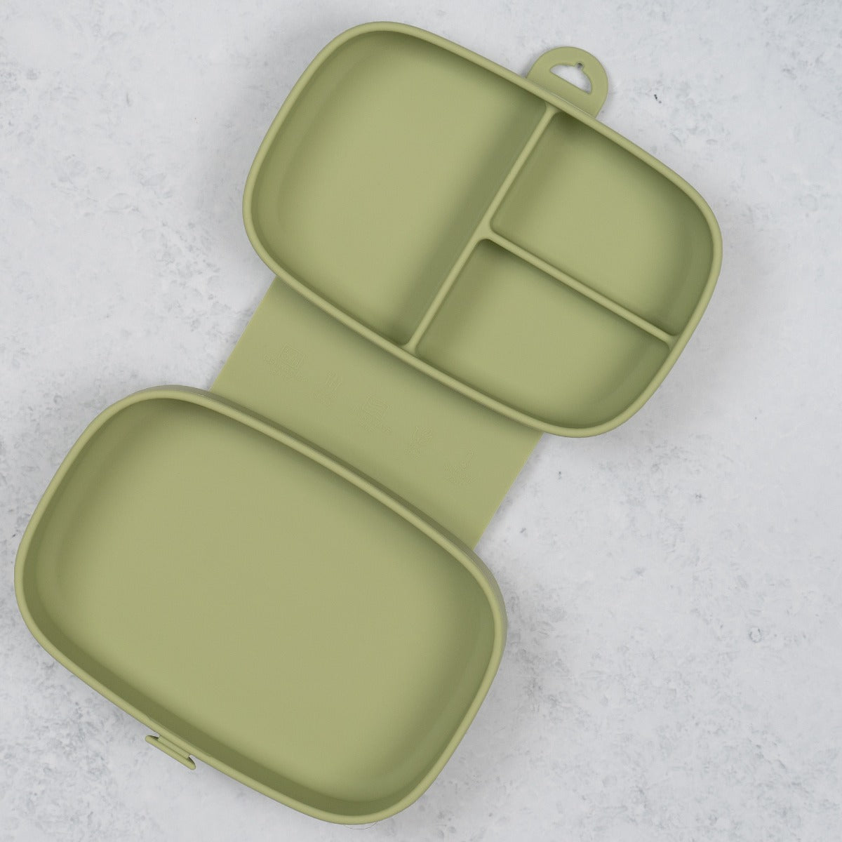 Caserola compartimentata din silicon cu ventuza, AppeKids Magic Box - Raw Green - gogobaby.ro