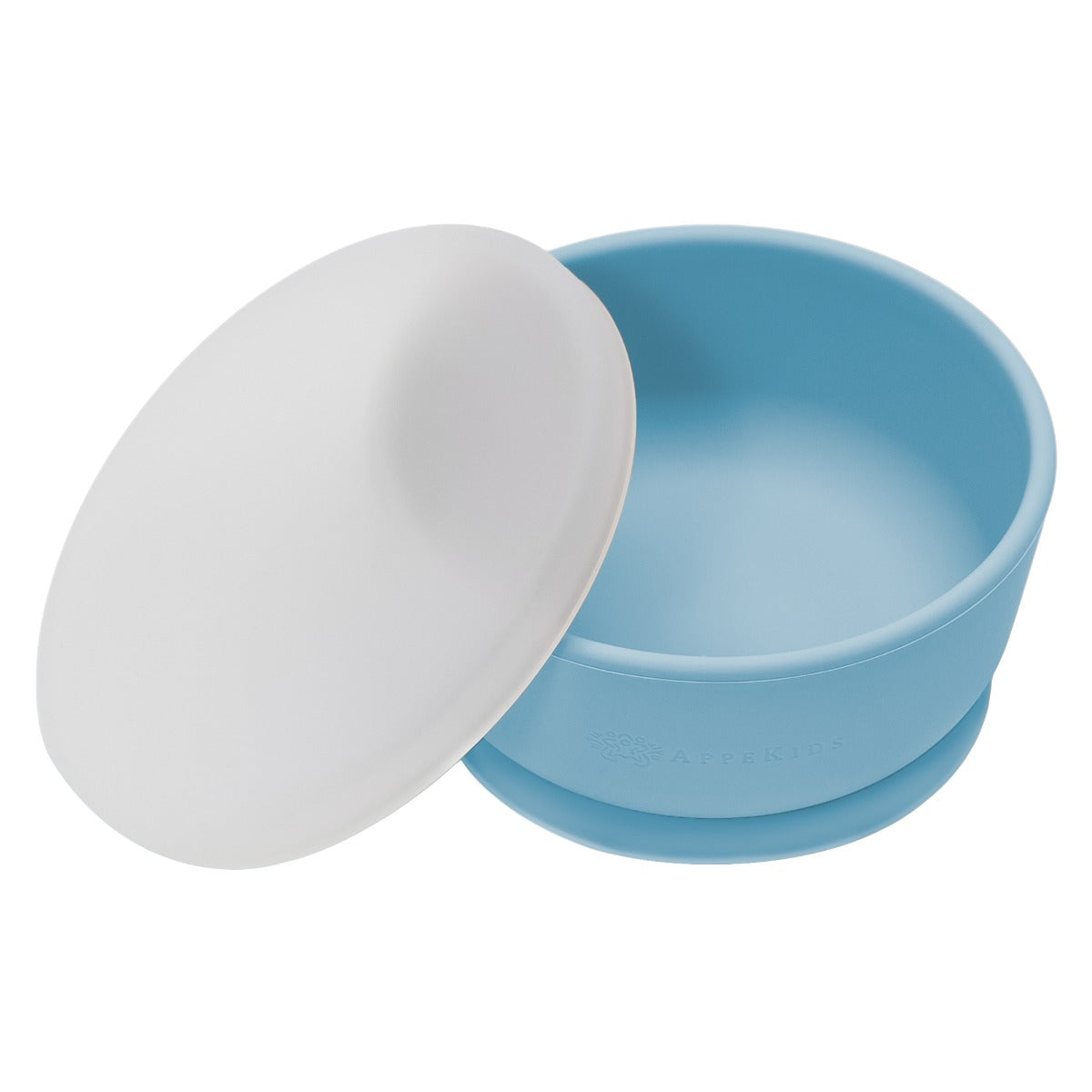 Bol din silicon cu ventuza si capac, AppeKids - Aqua Blue - gogobaby.ro