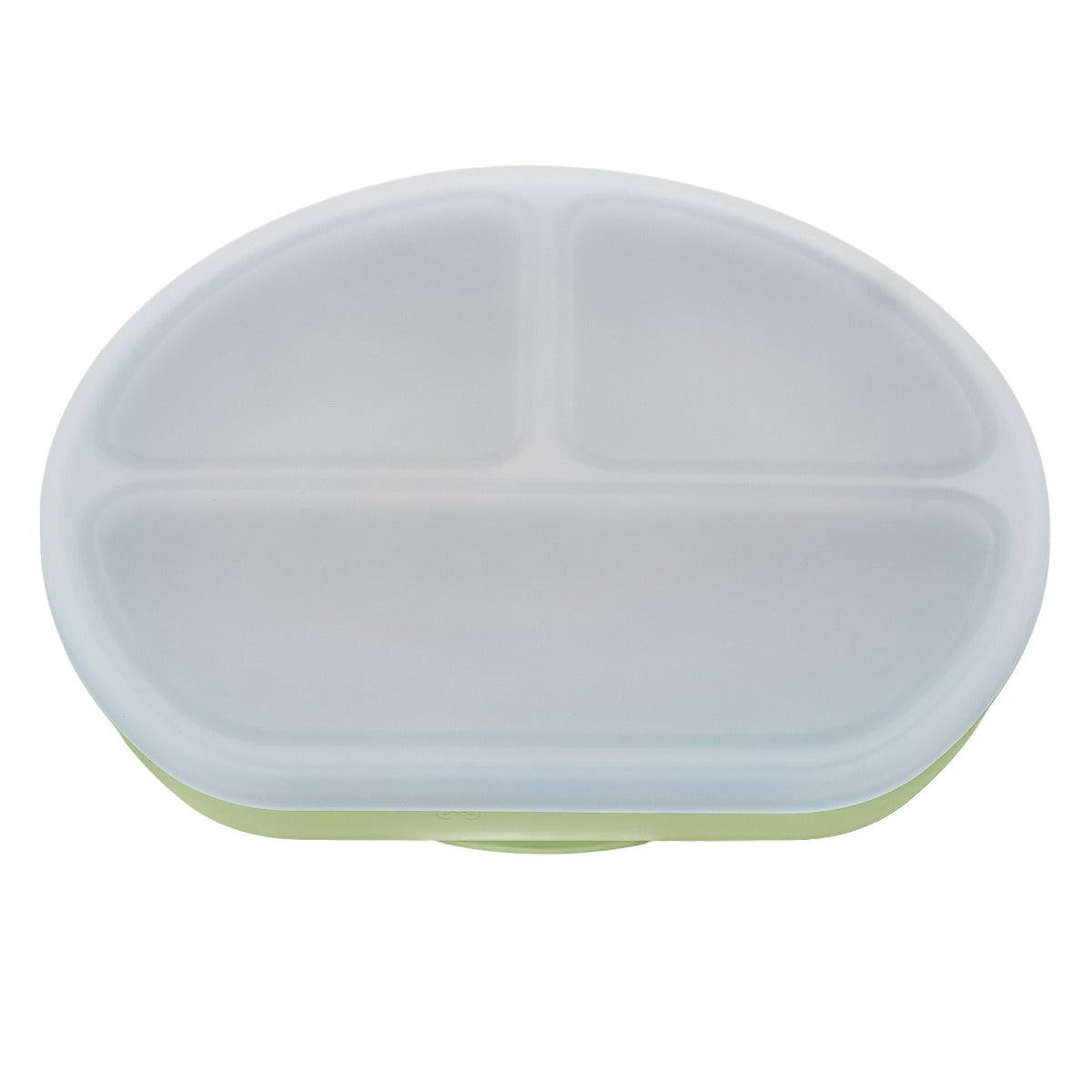 Farfurie compartimentata din silicon cu ventuza si capac, AppeKids - Raw Green