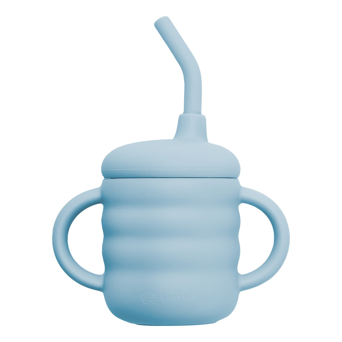 Cana din silicon cu pai, AppeKids - Aqua Blue - gogobaby.ro