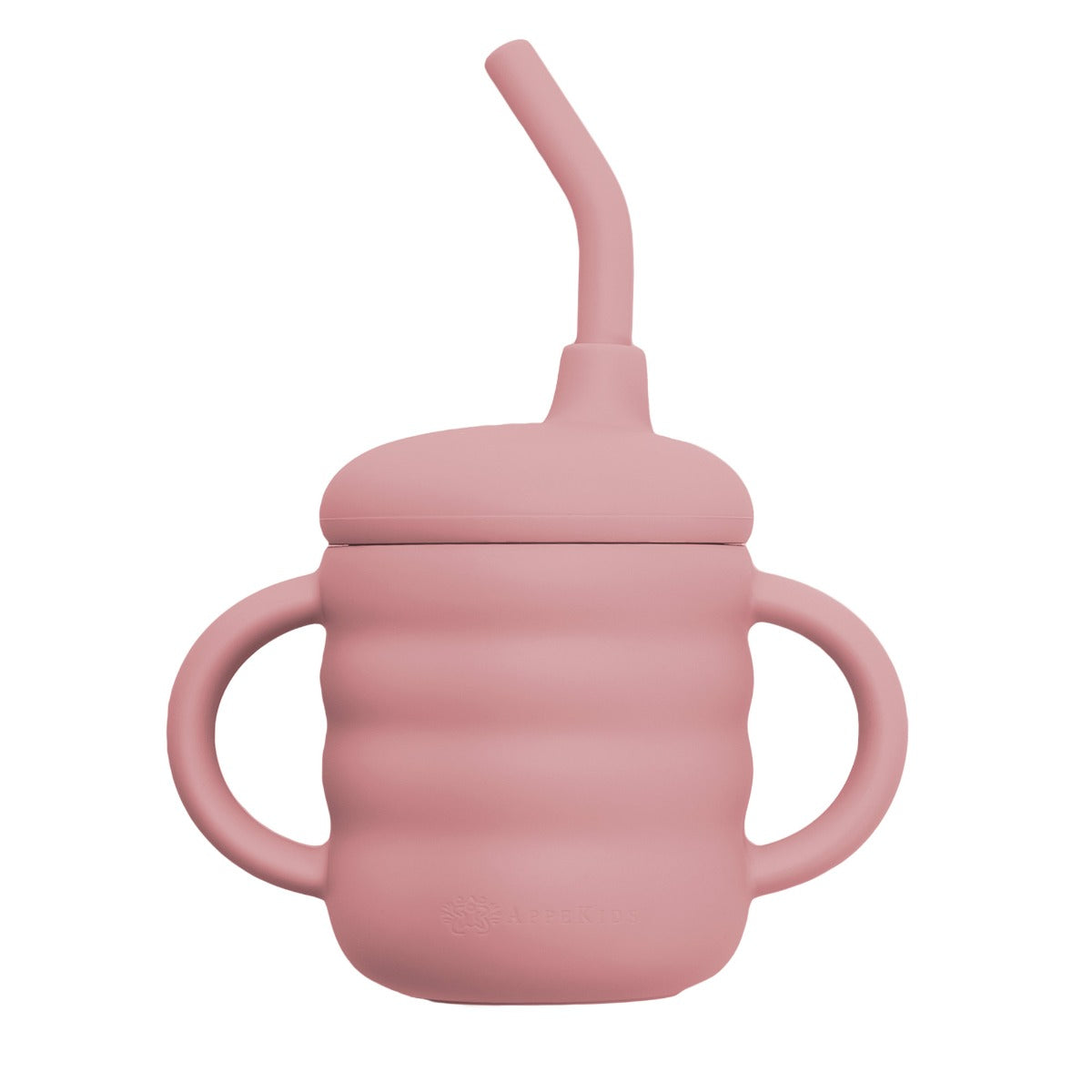 Cana din silicon cu pai, AppeKids - Old Rose - gogobaby.ro