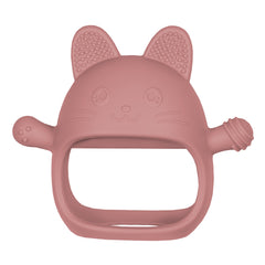 Jucarie pentru dentitie din silicon, Appekids, Manusa Kitty - Old Rose