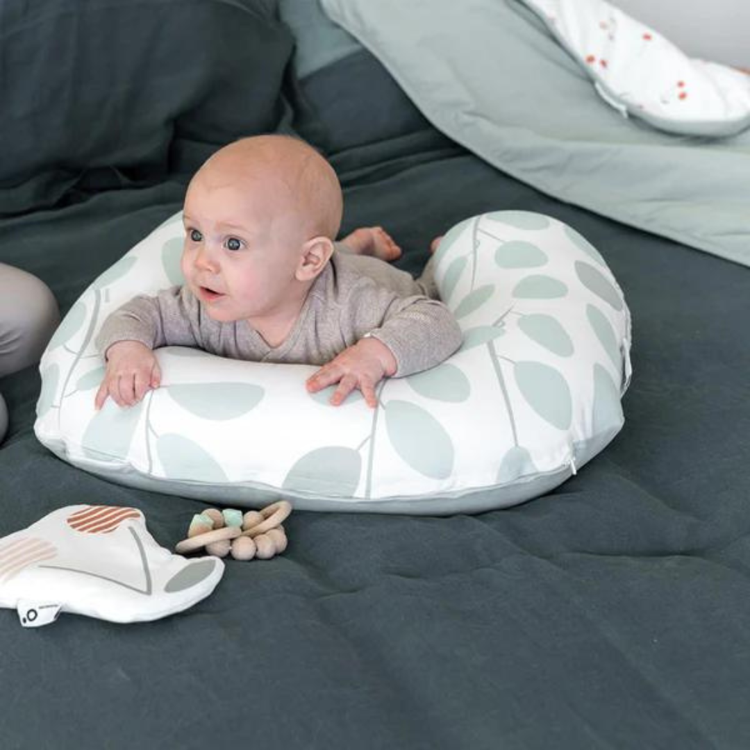 Doomoo - Perna pentru alaptat 2 in 1 Softy Leaves Aqua Green - gogobaby.ro