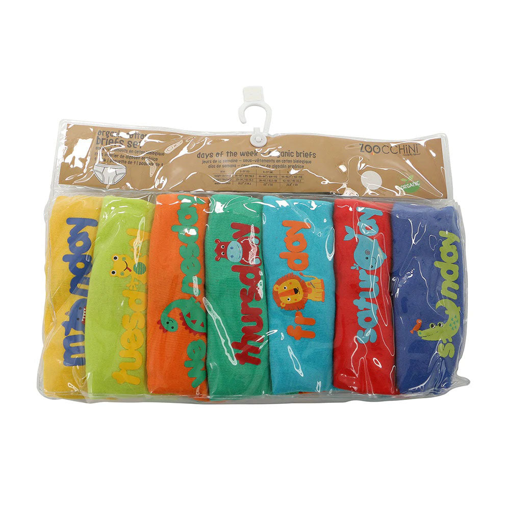 Chilotei din bumbac organic, pentru baieti, Zoocchini, Zilele sÃ„Æ’ptÃ„Æ’mÃƒÂ¢nii, 5-6 ani - 7 buc