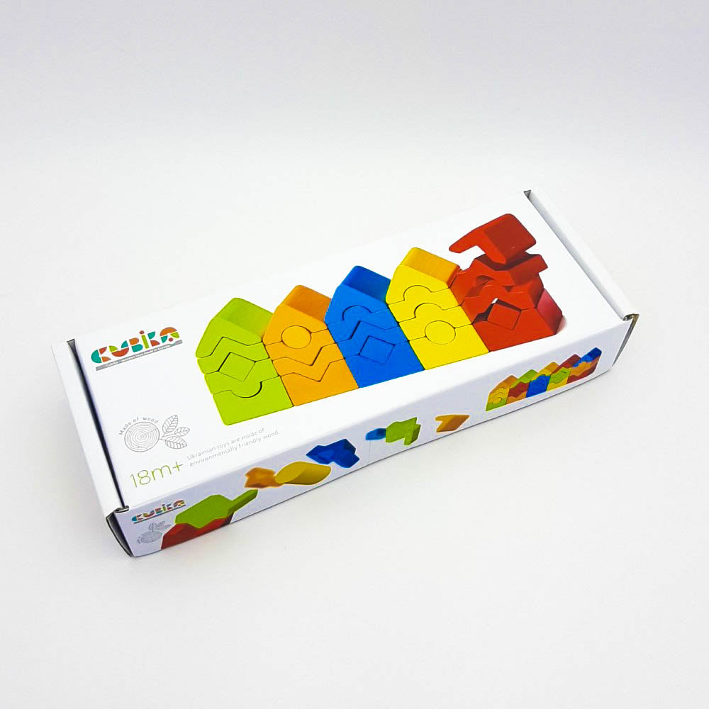 Jucarie Din Lemn Cubika, Set de constructii â€œTurnuriâ€ - gogobaby.ro