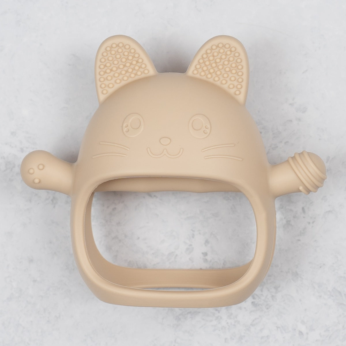 Jucarie pentru dentitie din silicon, Appekids, Manusa Kitty - Bubble Beige - gogobaby.ro