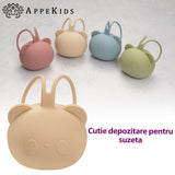 Suport pentru suzeta din silicon, AppeKids, The Little Bear - Bubble Beige