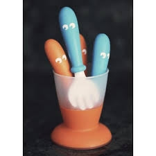 BabyBjorn – Set Lingurite si Furculite pentru bebelusi (4 bucati), Orange/Turquoise - gogobaby.ro