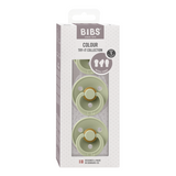 BIBS - Set 3 suzete Colour Latex, tetina rotunda, simetrica & anatomica 0 luni +-Sage
