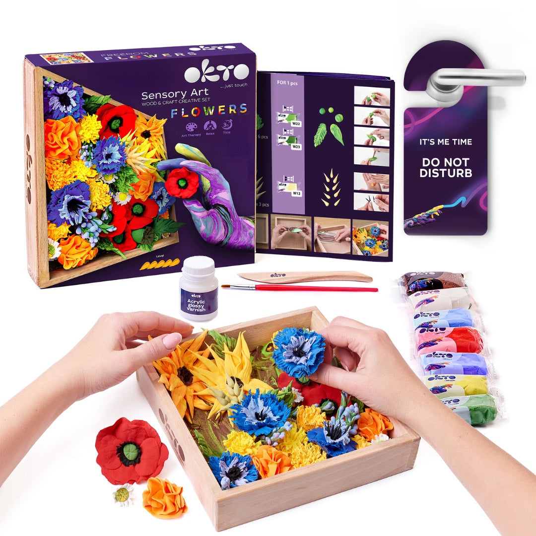 Set creatie Wood & Craft - Flowers, 21*21cm - Freedom - gogobaby.ro