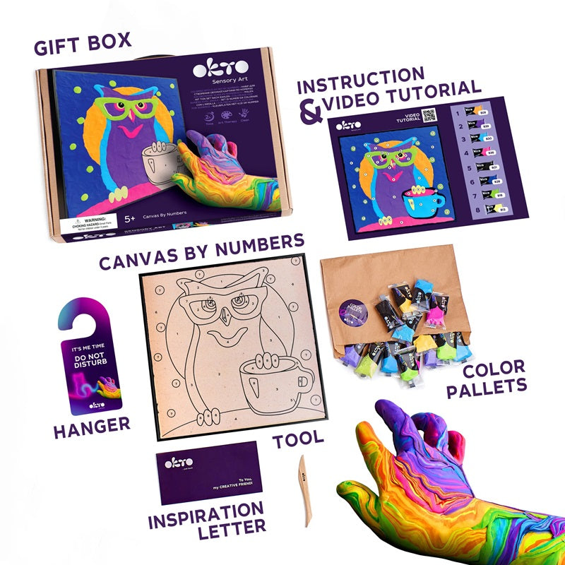 Set pictura cu argila usoara, 29*29 cm - Owl - gogobaby.ro