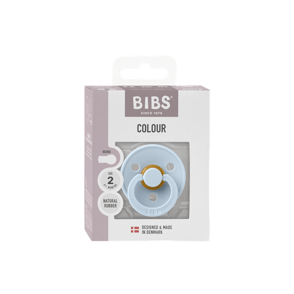 BIBS - Suzeta Colour Latex, tetina rotunda, 6+ luni, ambalaj premium-Baby Blue