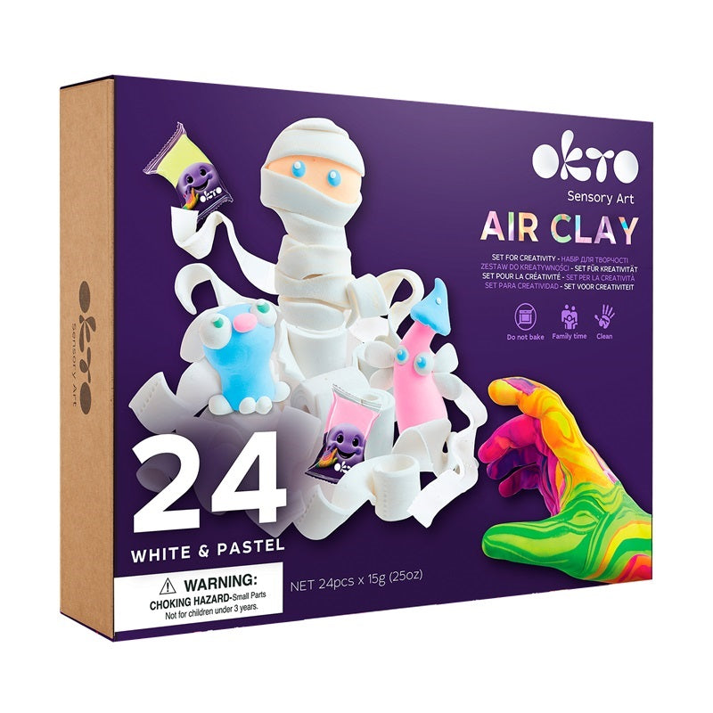 Set de Creatie Air Clay, Okto, 24 culori - White&Pastel - gogobaby.ro