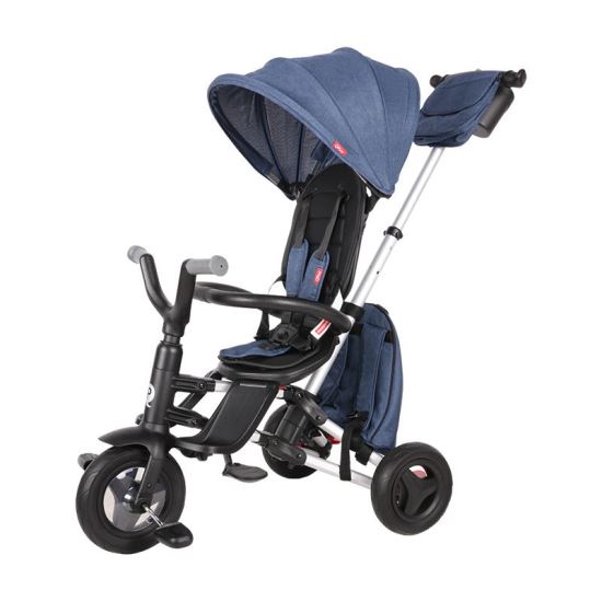 Tricicleta ultrapliabila Qplay Nova Rubber albastru inchis - gogobaby.ro